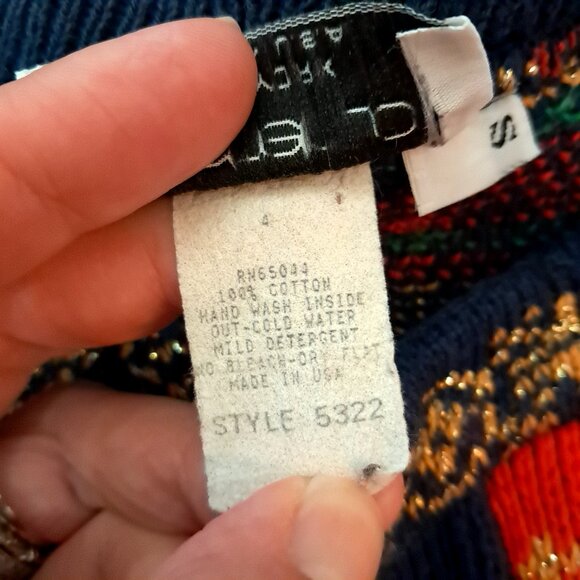 Vintage Sweater Loft Cat Cardigan Sweater Women's Size S Small blue red READ - Picture 5 of 11